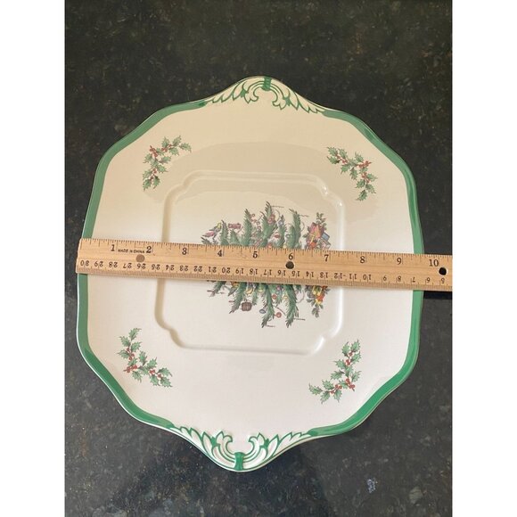 Spode Christmas Tree Square Cake Plate, S3324-U, Box Included - Picture 6 of 10